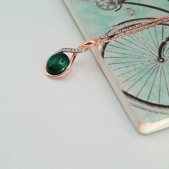 2/$40 Ladies Dark Green Opal Necklace - Picture 3 of 10